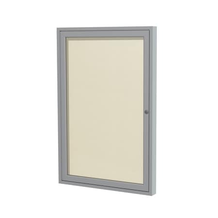 Ghent Enclosed Bulletin Board, 1 Door, Vinyl, 3 ft H x 2 ft W, Ivory PA13624VX-185